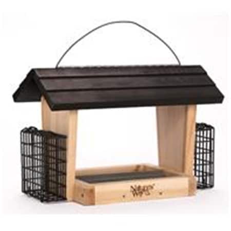 Petpride 6 qt Hopper Feeder with Suet Cages, Cedar PE1688755